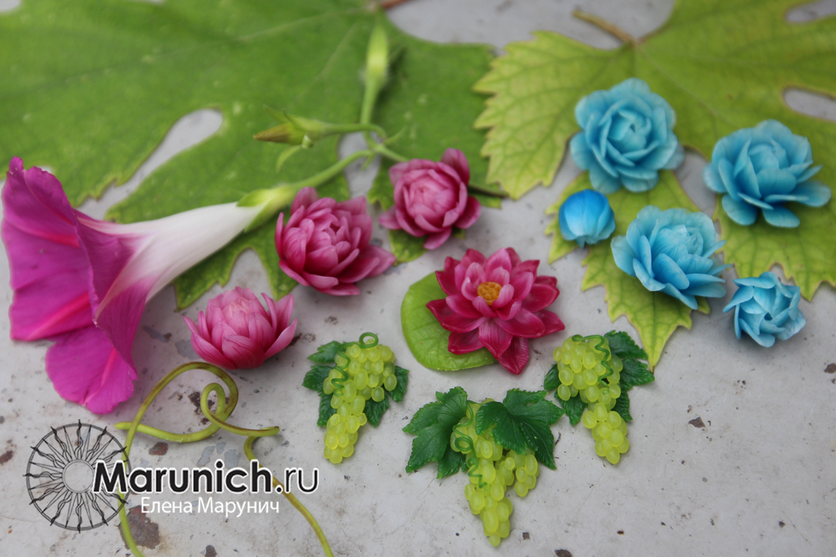 polymer clay, polymer clay flowers, marunich, эксклюзивные украшения, авторские украшения, дизайнерские украшения, украшения ручной работы, свадебные украшения, украшения из полимерной глины, украшения с цветами, марунич, полимерная глина мастер-класс